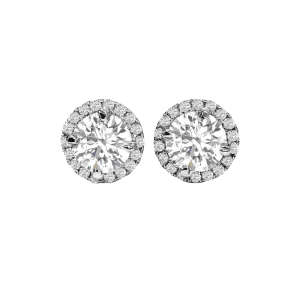 Diamond Halo Studs 2.08 Ct