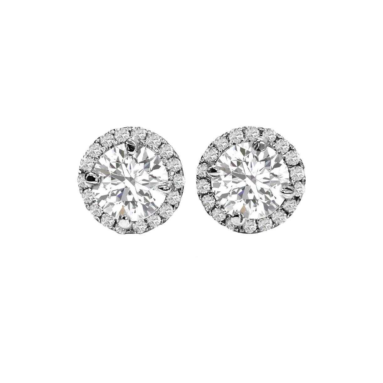 Diamond Halo Studs 2.08 Ct