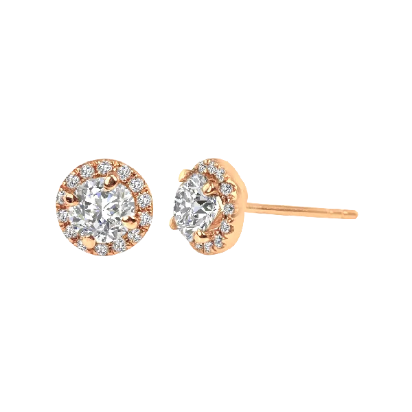 Diamond Halo Stud Earrings - Image 2
