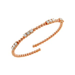 Diamond Italian Ball Link Bangle Bracelet