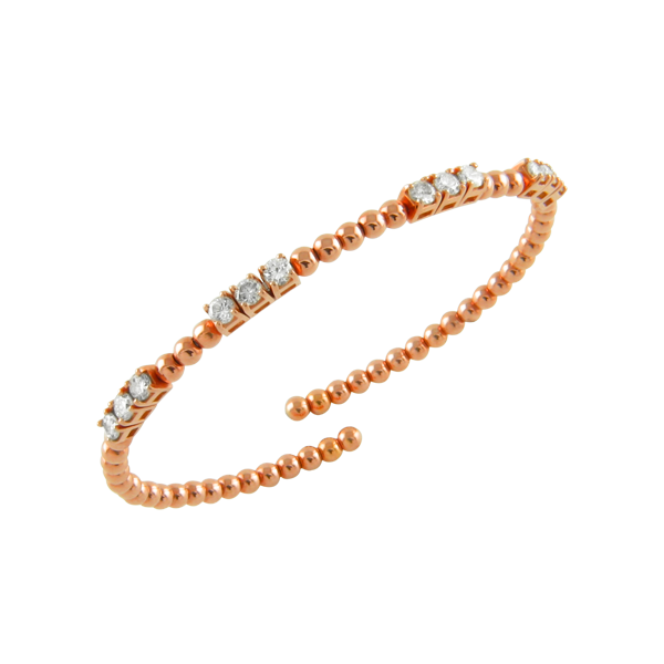 Diamond Italian Ball Link Bangle Bracelet