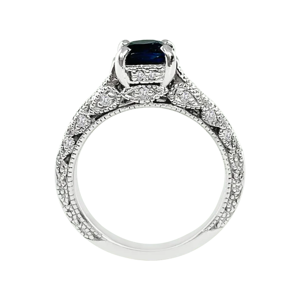 Diamond No heat Blue Sapphire Ring - Image 3