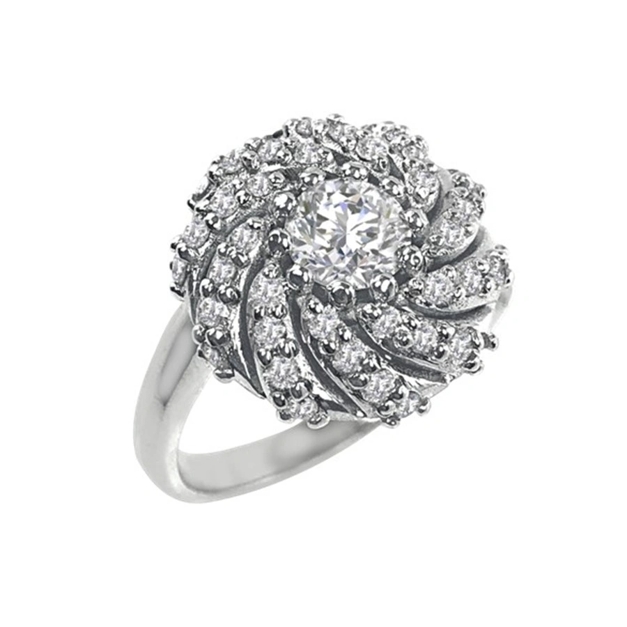 Diamond Swirl Engagement Ring